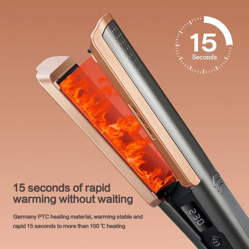 2 in 1 Hair Straightener Curling Ionizer LCD