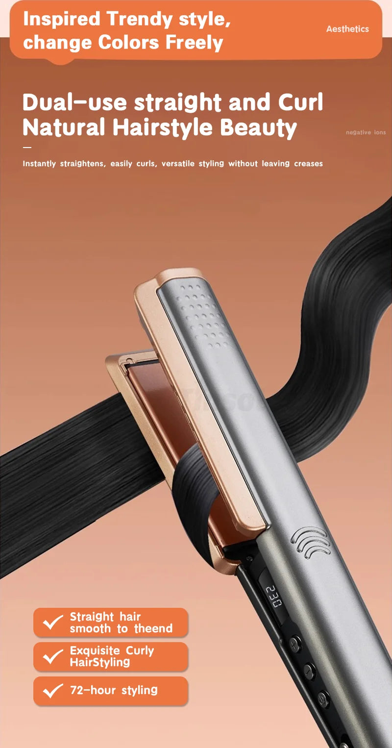 2 in 1 Hair Straightener Curling Ionizer LCD