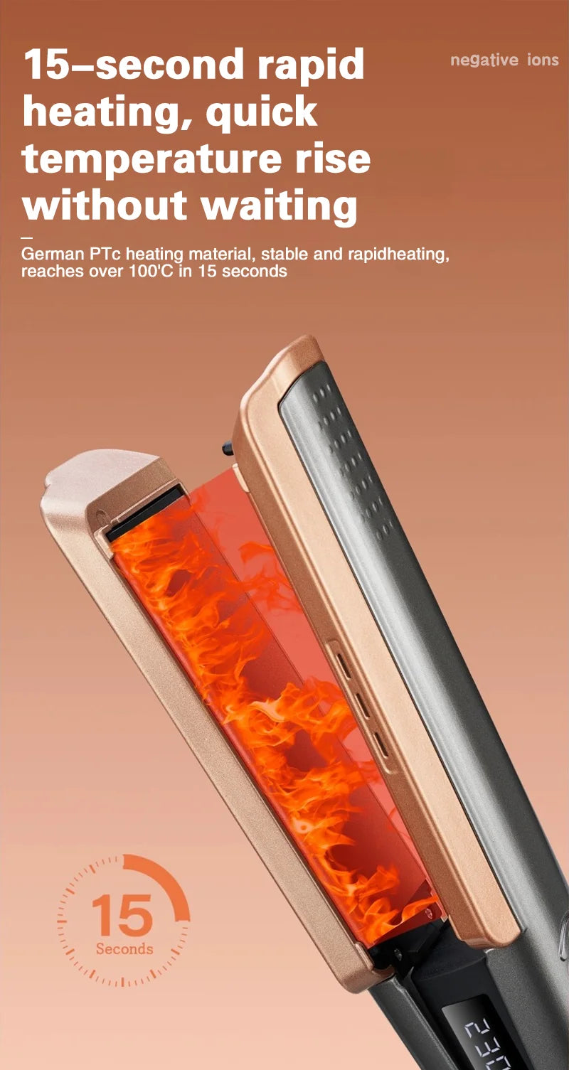 2 in 1 Hair Straightener Curling Ionizer LCD
