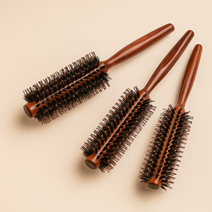 Hair Brush Wooden - Boar Bristle Curly