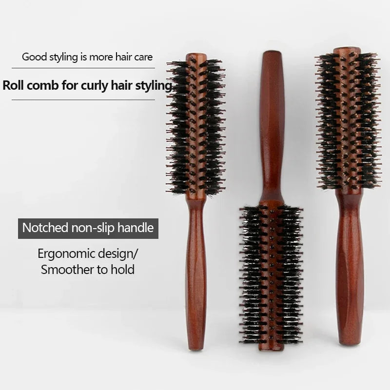 Hair Brush Wooden - Boar Bristle Curly