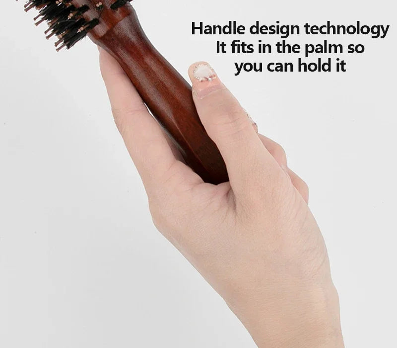 Hair Brush Wooden - Boar Bristle Curly