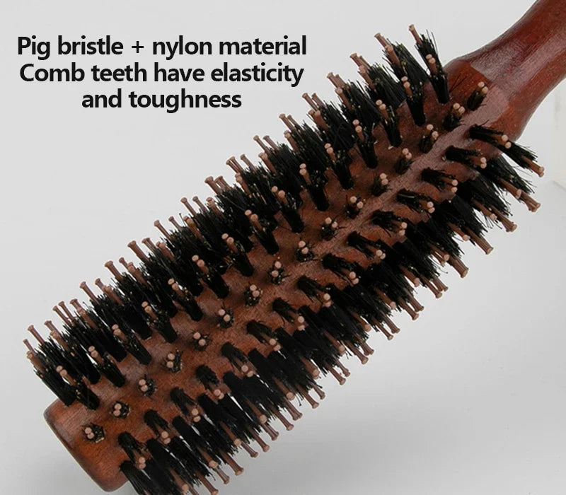 Hair Brush Wooden - Boar Bristle Curly